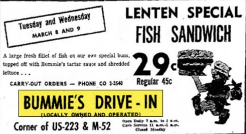 Bummies Drive-In - March 1960 Ad